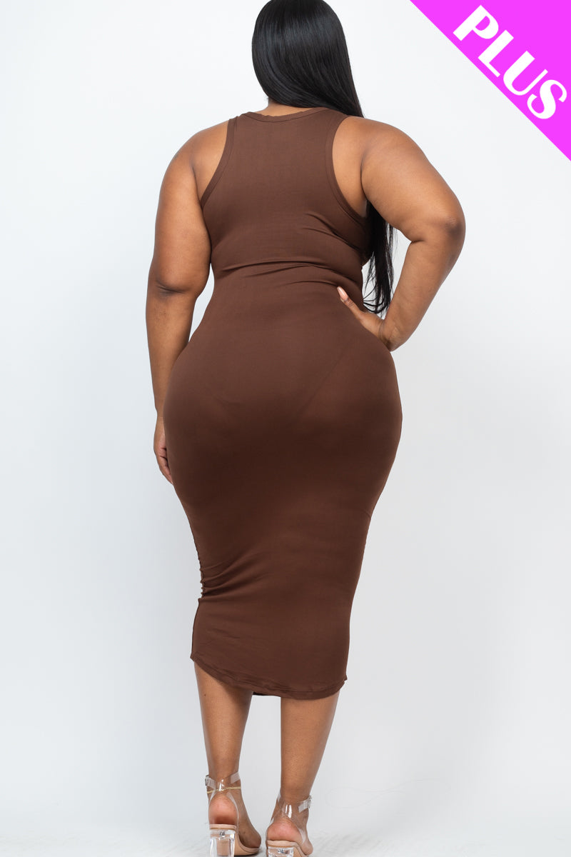 Plus Size Split Neck Tank Midi Dress - Wholesale Capella Apparel