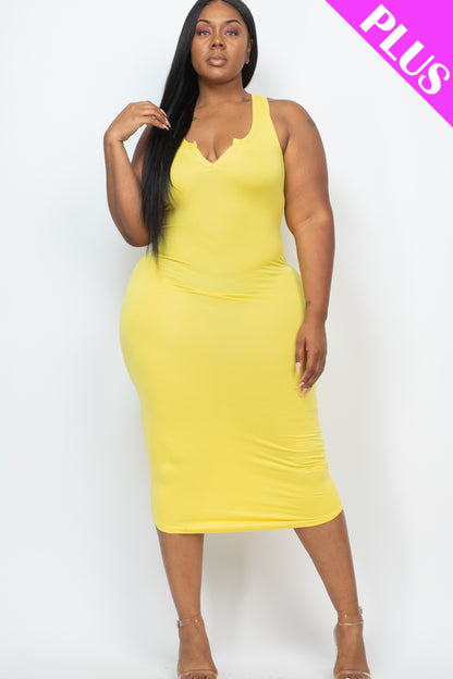 Plus Size Split Neck Tank Midi Dress - Wholesale Capella Apparel