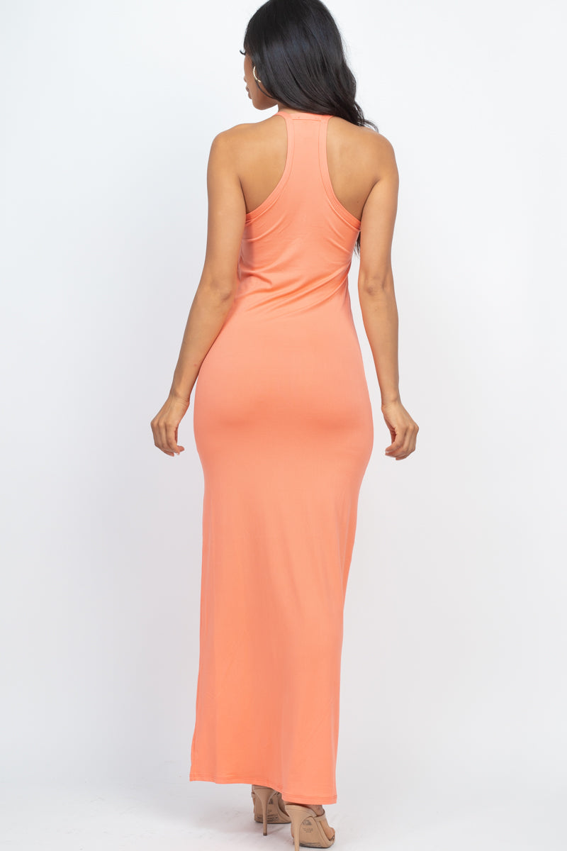 open back racer bodycon maxi dress Cream Double Layer Slinky Open Racer Back Maxi Dress