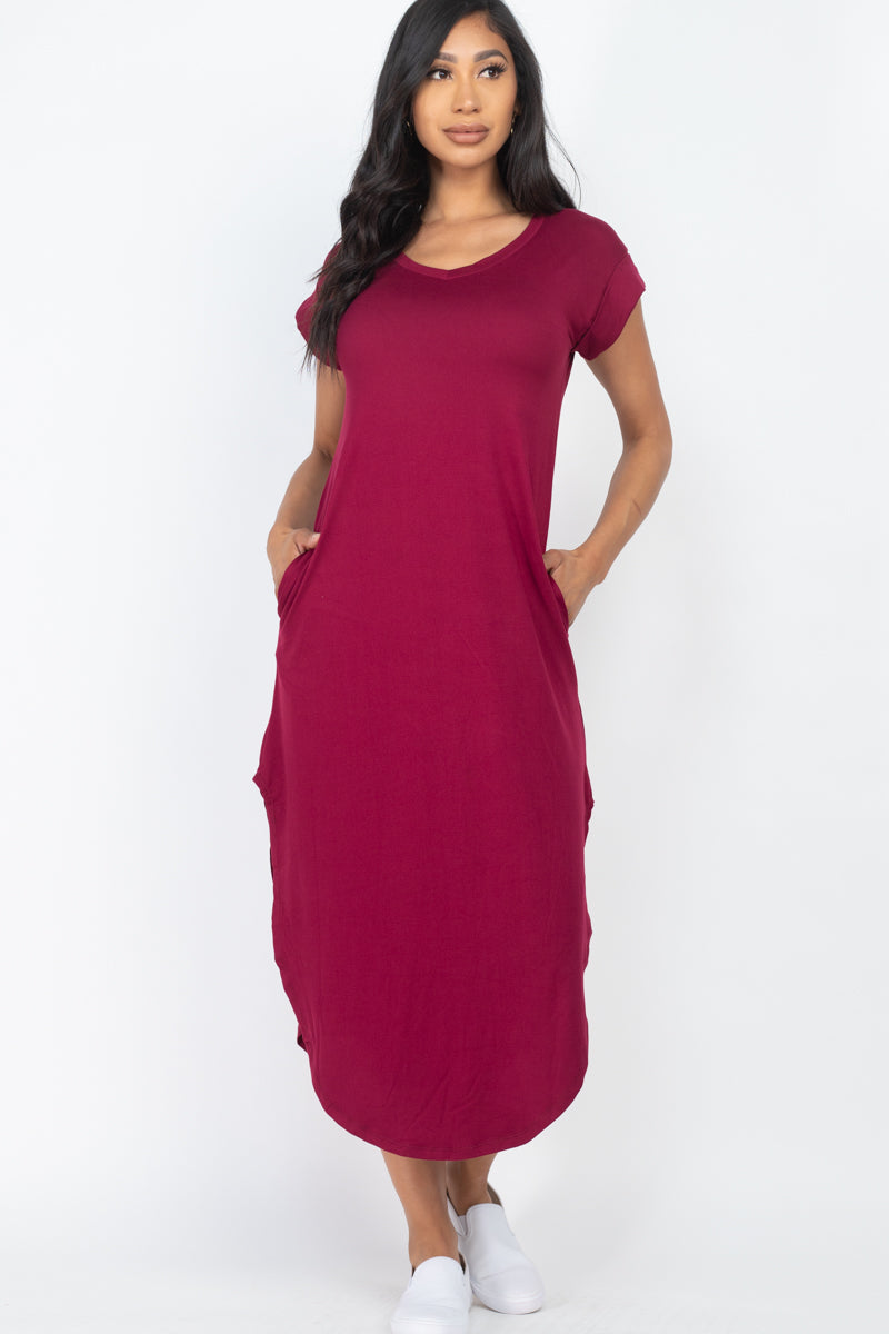 Cap Sleeve V Neck Maxi Dress - Wholesale Capella Apparel