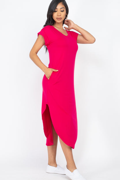 Cap Sleeve V Neck Maxi Dress - Wholesale Capella Apparel