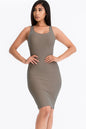 Ribbed Back Slit Bodycon Dress (CAPELLA) - Capella Apparel