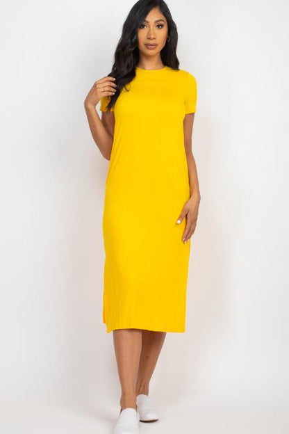 Side Slit Comfy Midi Dress - Wholesale Capella Apparel