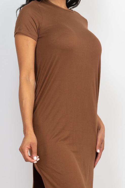 Side Slit Comfy Midi Dress - Wholesale Capella Apparel