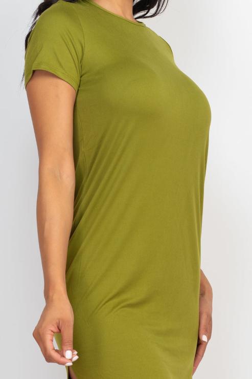 Side Slit Comfy Midi Dress - Wholesale Capella Apparel