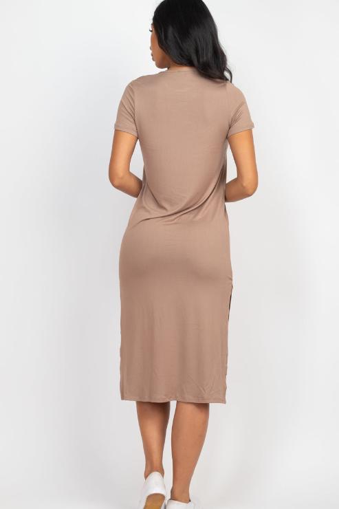 Side Slit Comfy Midi Dress - Wholesale Capella Apparel