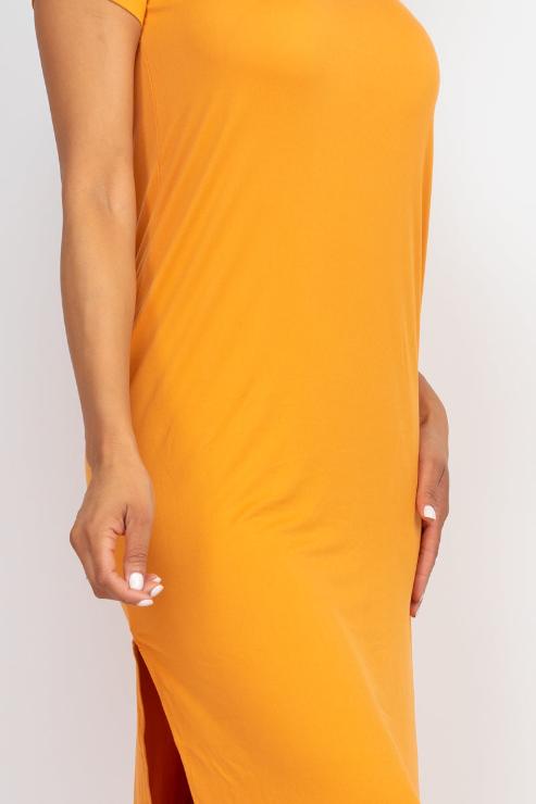 Side Slit Comfy Midi Dress - Wholesale Capella Apparel