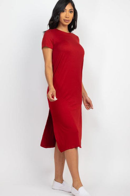 Side Slit Comfy Midi Dress - Wholesale Capella Apparel