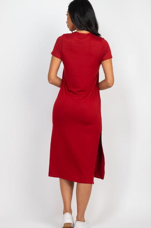 Side Slit Comfy Midi Dress - Wholesale Capella Apparel