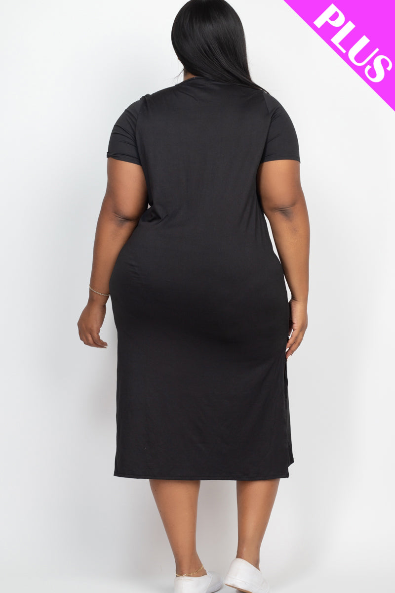 Plus Size Side Slit Comfy Dress - Wholesale Capella Apparel