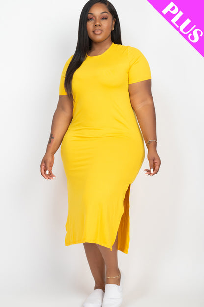 Plus Size Side Slit Comfy Dress - Wholesale Capella Apparel