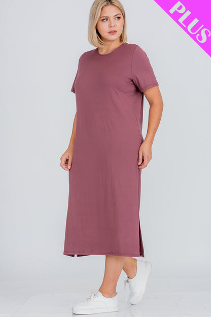 Plus Size Side Slit Comfy Dress - Wholesale Capella Apparel