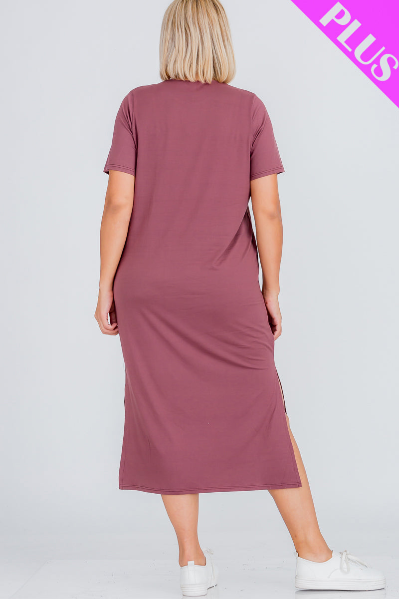 Plus Size Side Slit Comfy Dress - Wholesale Capella Apparel