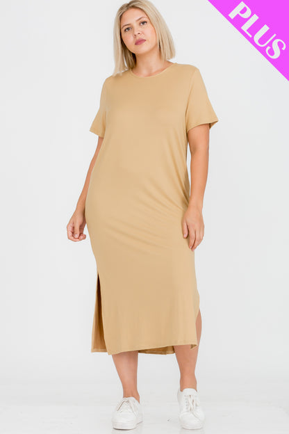 Plus Size Side Slit Comfy Dress - Wholesale Capella Apparel