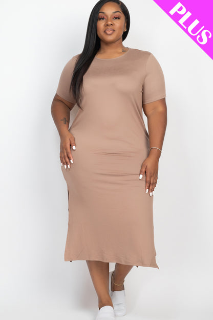 Plus Size Side Slit Comfy Dress - Wholesale Capella Apparel