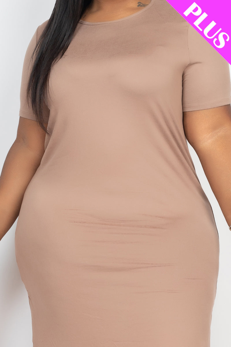 Plus Size Side Slit Comfy Dress (CAPELLA) - Capella Apparel