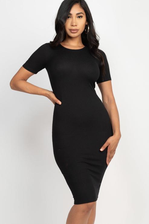 Ribbed Bodycon Midi Dress - Wholesale Capella Apparel