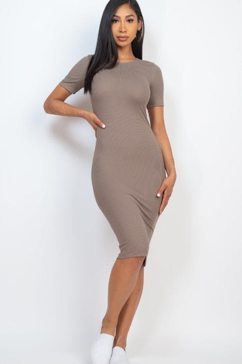 Ribbed Bodycon Midi Dress - Wholesale Capella Apparel