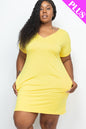 Plus Size Cap Sleeve Pocket Mini Dress - Capella Apparel Wholesale