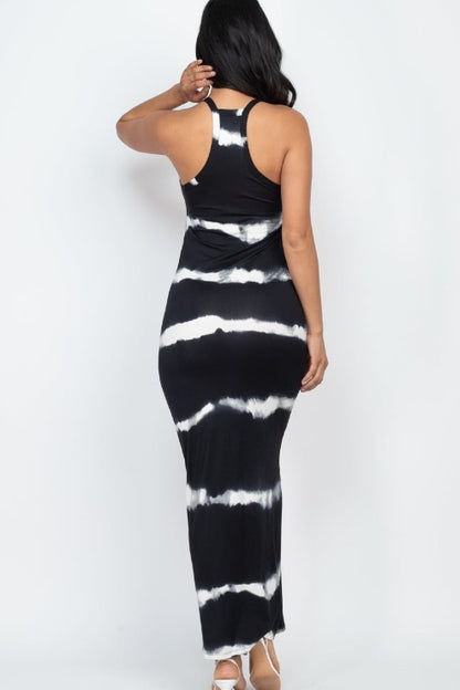 Stripe Tie-Dye Printed Maxi Dress - Wholesale Capella Apparel