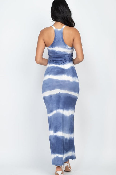 Stripe Tie-Dye Printed Maxi Dress - Wholesale Capella Apparel