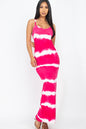 Stripe Tie-Dye Printed Maxi Dress - Wholesale Capella Apparel