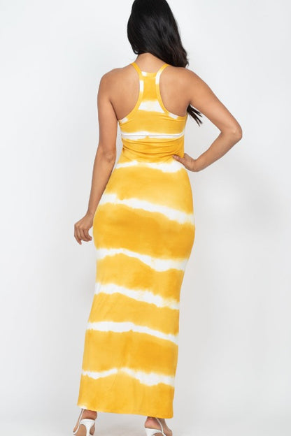 Stripe Tie-Dye Printed Maxi Dress - Wholesale Capella Apparel