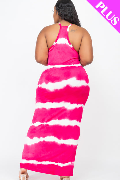 Plus Size Stripe Tie-Dye Printed Maxi Dress - Wholesale Capella Apparel