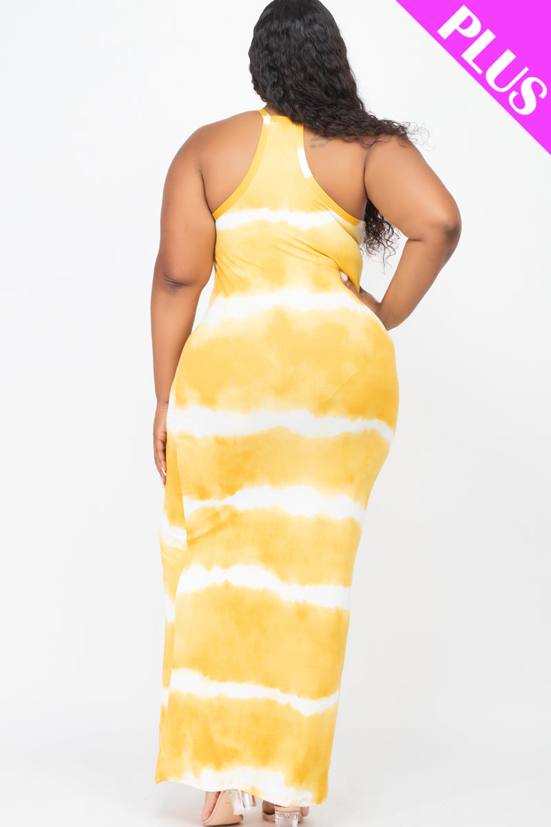 Plus Size Stripe Tie-Dye Printed Maxi Dress - Wholesale Capella Apparel