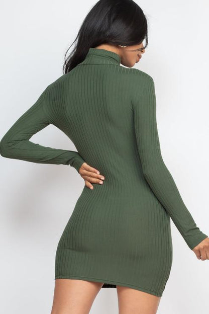 Ribbed Mock Neck Bodycon Mini Dress - Capella Apparel Wholesale