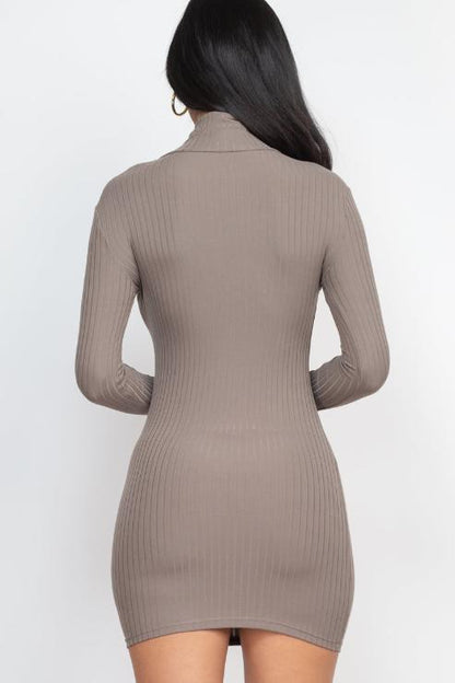 Ribbed Mock Neck Bodycon Mini Dress - Capella Apparel Wholesale