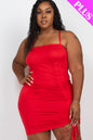 Plus Size Ruched Drawstring Mini Dress - Capella Apparel