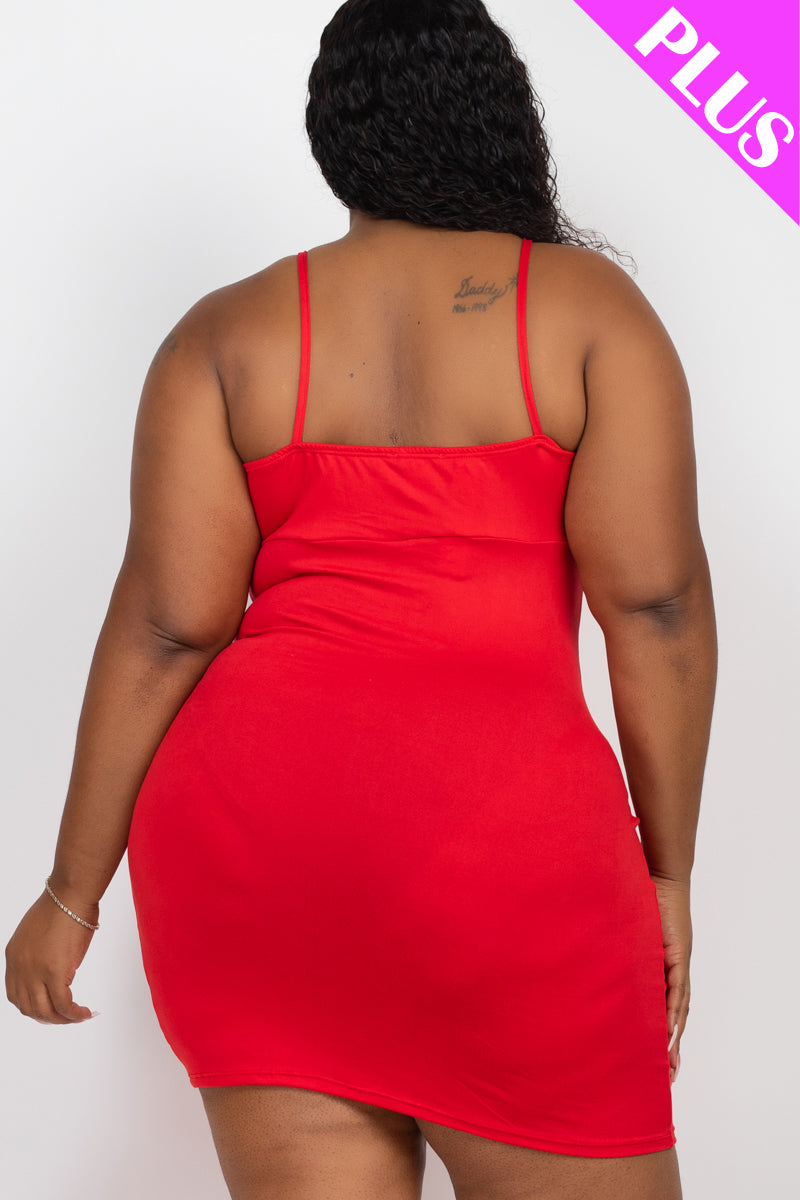 Plus Size Ruched Drawstring Mini Dress - Capella Apparel