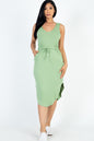 Drawstring Sleeveless Midi Dress - Wholesale Capella Apparel