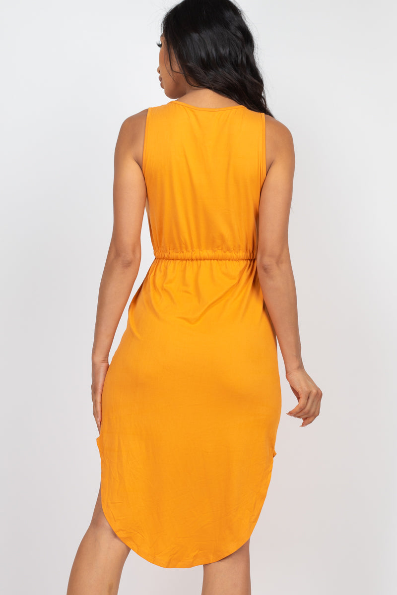 Drawstring Sleeveless Midi Dress - Wholesale Capella Apparel