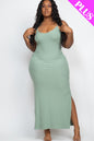 PLUS SIZE Ribbed Side Slit Long Cami Dress (CAPELLA) - Capella Apparel