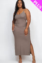 PLUS SIZE Ribbed Side Slit Long Cami Dress (CAPELLA) - Capella Apparel