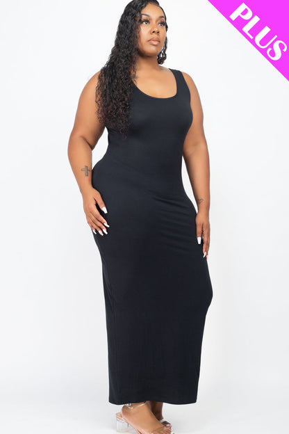 Plus Size Solid Basic Maxi Dress (CAPELLA) - Capella Apparel