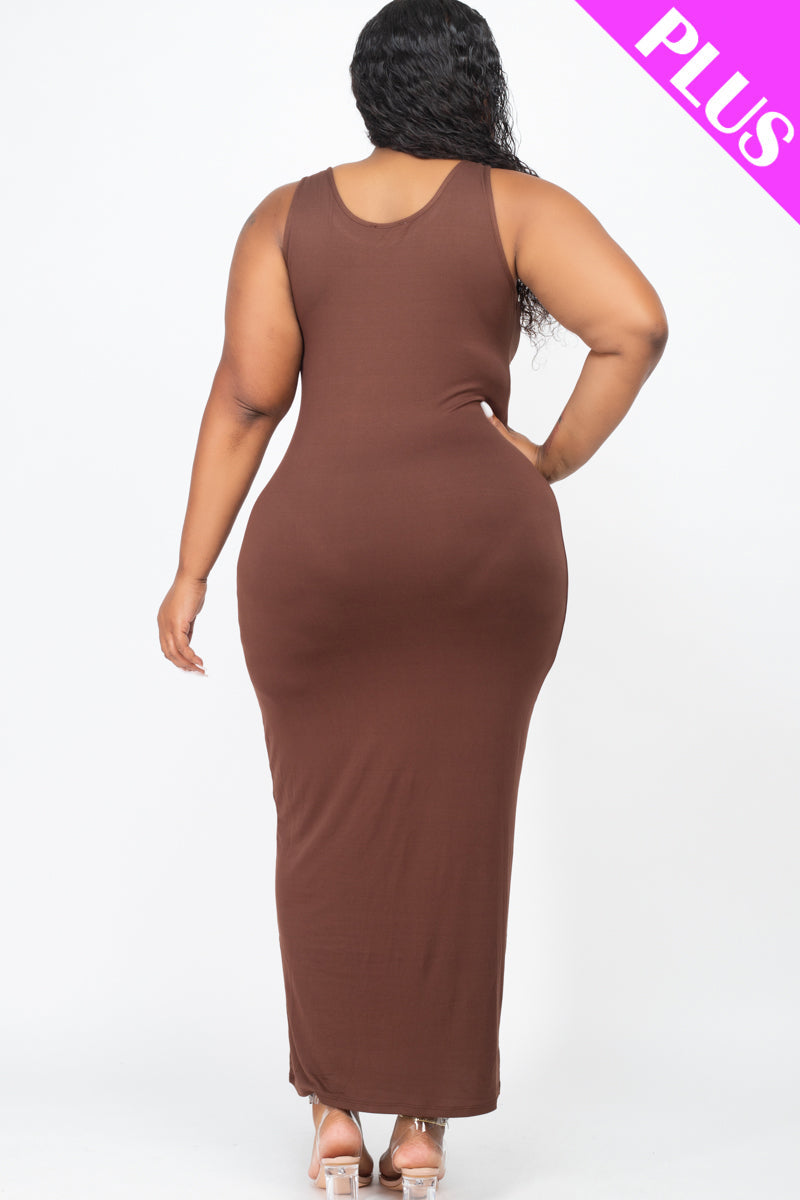 Plus Size Solid Basic Maxi Dress (CAPELLA) - Capella Apparel