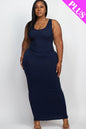 Plus Size Solid Basic Maxi Dress (CAPELLA) - Capella Apparel