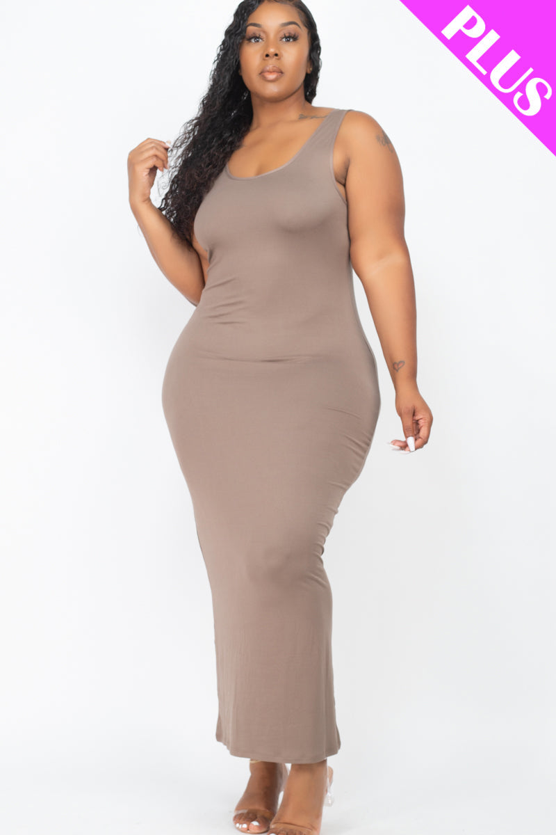 Plus Size Solid Basic Maxi Dress (CAPELLA) - Capella Apparel