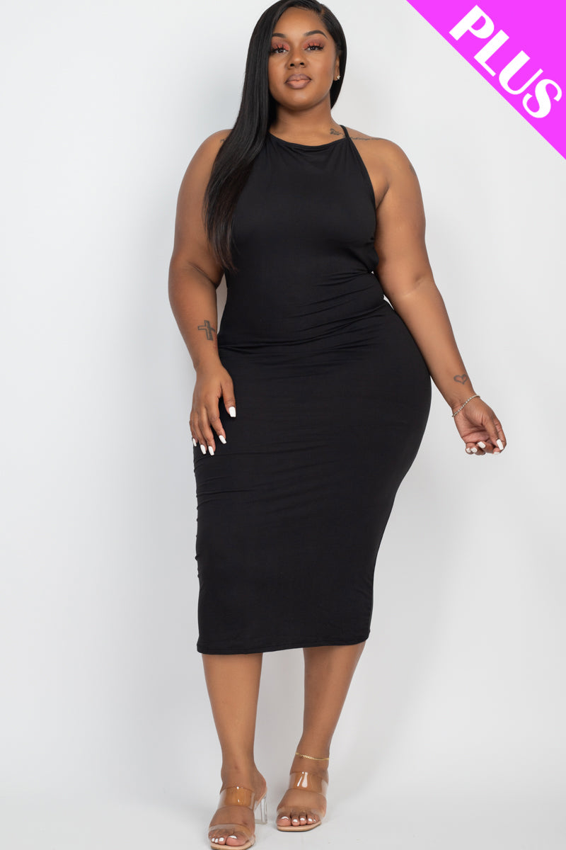 Plus Size Open Back Crisscross Maxi Dress - Capella Apparel