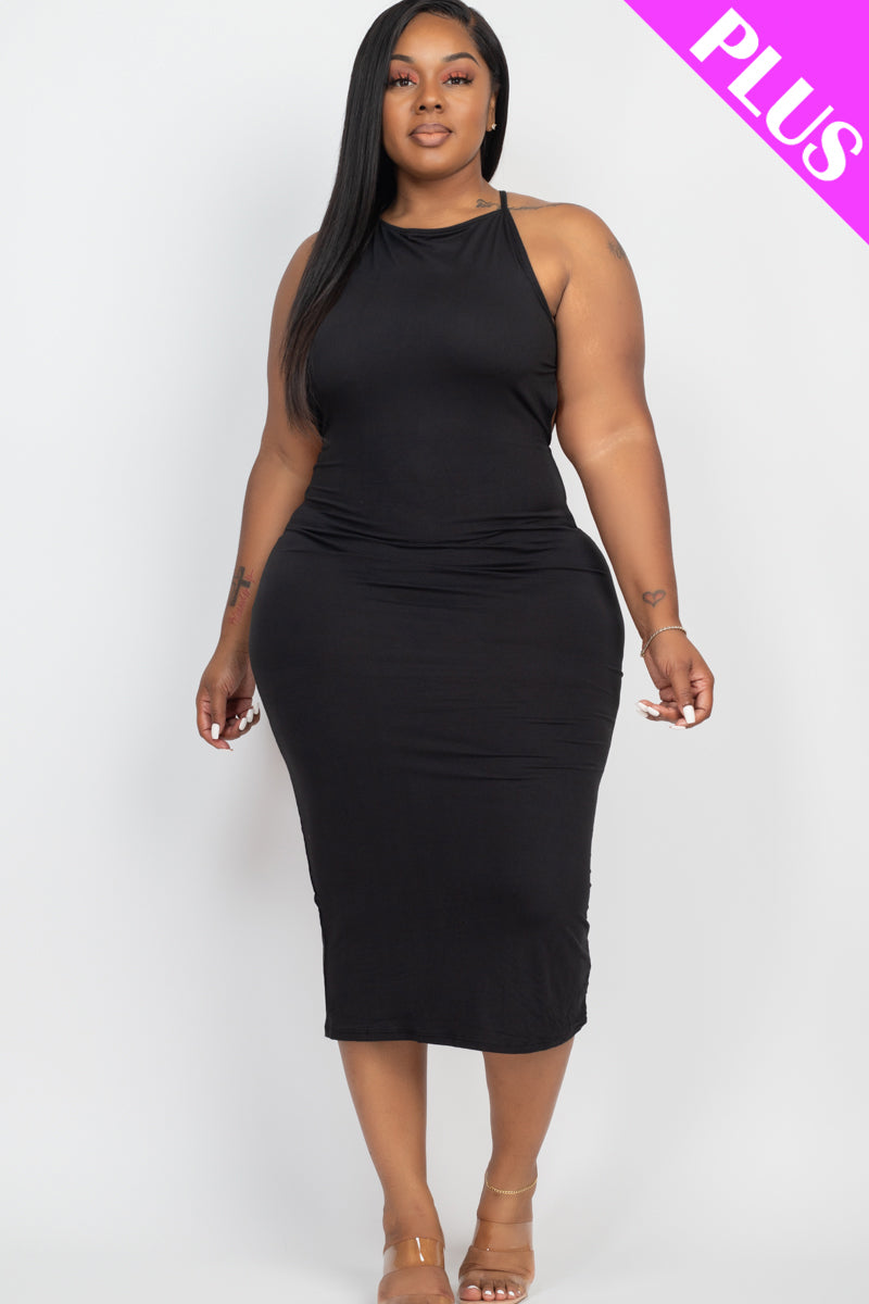 Plus Size Open Back Crisscross Maxi Dress - Capella Apparel