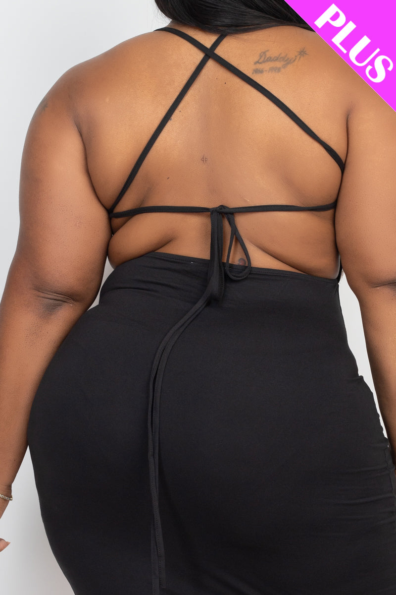 Plus Size Open Back Crisscross Maxi Dress - Capella Apparel