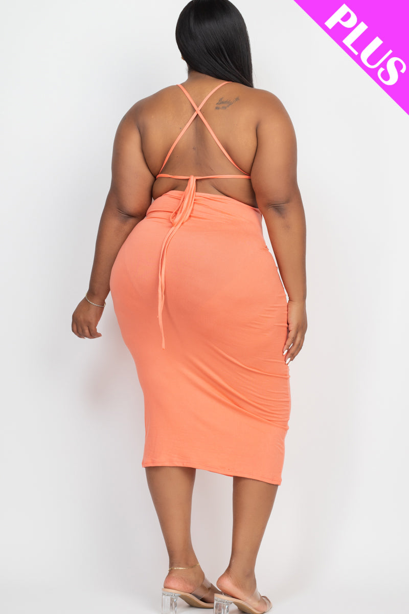 Plus Size Open Back Crisscross Maxi Dress - Capella Apparel