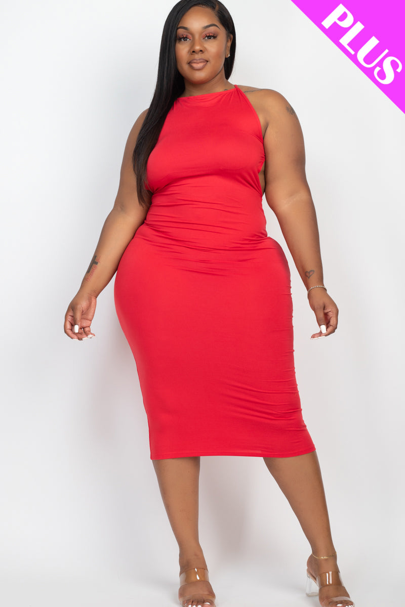 Plus Size Open Back Crisscross Maxi Dress - Capella Apparel