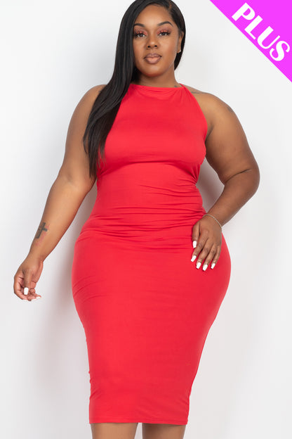 Plus Size Open Back Crisscross Maxi Dress - Capella Apparel