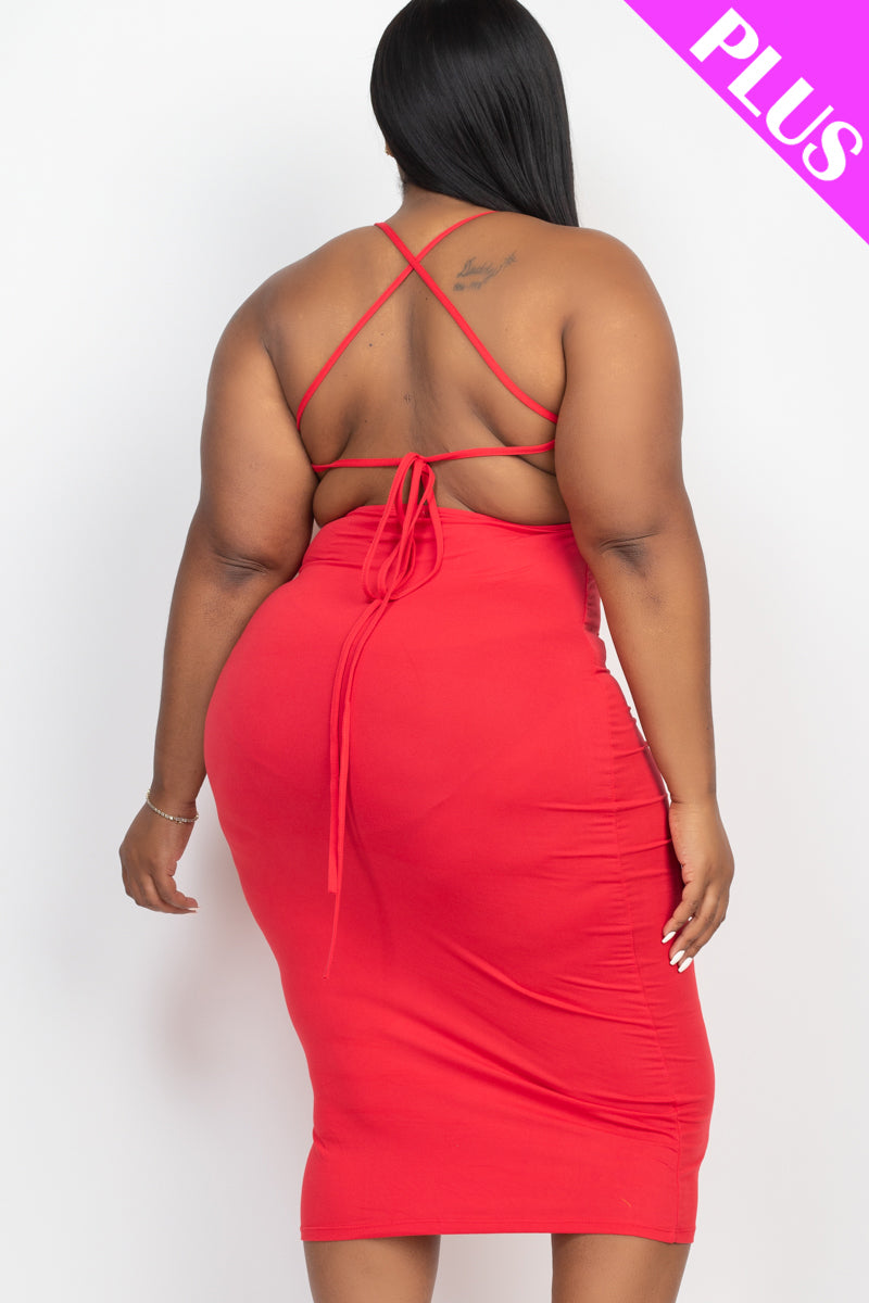 Plus Size Open Back Crisscross Maxi Dress - Capella Apparel