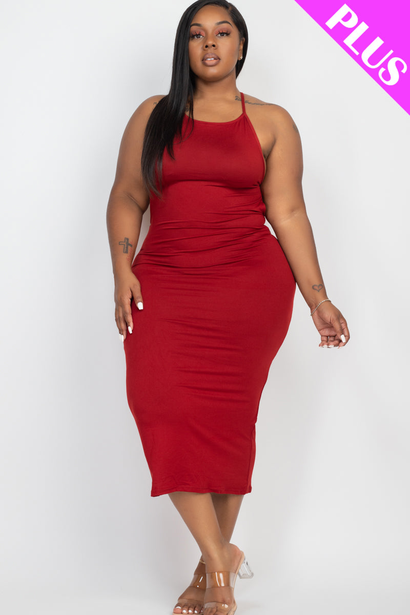 Plus Size Open Back Crisscross Maxi Dress - Capella Apparel