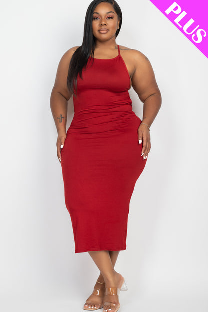 Plus Size Open Back Crisscross Maxi Dress - Capella Apparel